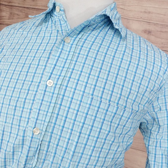 AEROPOSTALE SLIM FIT BLUE CHECK PLAID BUTTON DOWN SHIRT MENS SIZE M MEDIUM - Picture 2 of 6